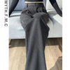 Brown Woolen Suit Pants for Women in Autumn and Winter Narrow Version Straight Wide-leg Pants with Drape