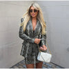 Snake Print V-Neck Blazer Long Sleeve Skirt Set Slim Fit Autumn Women Chic Outfit Casual Lady Two Piece Suit