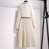 Spring Autumn Women's Dresses Suit Collar Stitching Fake Two-Piece Elegant Lady Office Long Dress Vestidos
