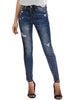 High Waist Jeans For Women Slim Stretch Ripped Distressed Denim Jean Bodycon Tassel Skinny Push Up Jeans Trousers Woman