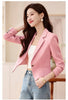 short blazer for women single breasted long sleeve autumn elegant office clothes black white pink