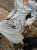 Elegant Button Jacket Pants Suit Women Solid Loose Full Sleeve Lapel Jackets Straight High Waist Trousers Suit