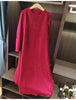 Embossed Pleated Women's Dress Spring Loose Simple Solid Color Long Sleeve Famale Clothing 2DB6616