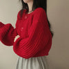 Fall Winter Short Knitted Cardigan Women Thicken Warm Single-Breasted Sweater Female Solid O-Neck Long Sleeve Knitwear Coat