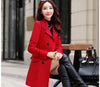 Autumn Winter Women Wool Coat Ladies Woolen Long Coat Female Slim-fit Double-Breasted Jacket with Belt S-3XL