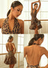 Adult Latin Dance Dress Clothes Leopard Dress for Women Sexy Rumba Cha Cha Tango Dance Skirt Performance Practice Dancewear