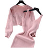 Slimming Knitted Sweater Dress Set Women's Mid-Length Base Layer Inner Wear Knee-Length Two-Piece Ensemble Vintage