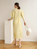 Pleats Batwing Sleeve Pleated Long Dress Korean High Causal Elegant Women Designer Clothing