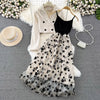 Y2k Grunge Long Sleeve Blazer Women + Slim Waist Mid-length A-line Strap Dresses Autumn Two Piece Sets