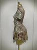 Shiny Shell Sequins Bodysuit Dress Women Sexy Nightclub Dance Performance Clothing Birthday Party Dresses