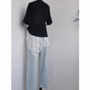 French Lace Up Short Fart Curtain Skirt Spring Layered Skirt Women Wrap Skirt Bandage Dress Apron Curtain Expansion Skirt