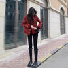 Autumn French High end Temperament Red Fragrant Coat Women's Short Thick Tweed OutwearFashion Women Slim Thicken Jacket