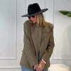 Elegant Stripe Blazer Women Loose Full Sleeve Stand Collar Single Breasted Coats Female Spring Outwear Lady