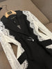 High Street Designer Jacket Women's Stylish Color Block Lace Patchwork Blazer