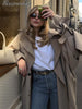 Solid Lace Up Long Trench Coat Women Full Sleeve Lapel Single Breasted Loose Outerwear Chic Lady Autumn Street Windbreak