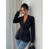 Women Elegant Blazer Suits Ladies Spring Autumn Long Sleeve Single Button Jackets Coats with Lace Hem