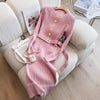 Autumn Winter Women Knitted Dress Brand O-neck Buttons Bodycon Sweater Dress with Belt Lady Office Dress