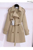 Women's Trench Coats Spring Autumn Mid-length Slim Outerwear Double-breasted Belt Long Sleeves Windbreaker