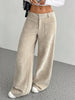 Women Autumn Winter Corduroy Pant Retro Wide Leg Trousers Lady Casual High Waist Solid Pants Street Chic Clothes