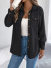 Elegant Single-breasted Solid Long-sleeved Corduroy Jacket Shirt Loose Casual Jacket Black Top Coat Women Clothes