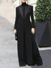 Women's Elegant Blazer Jacket Solid Black Slim Long Sleeve Extra-Long Splited Blazer Coat Female Formal Outerwear