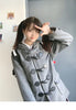 Ladies Coats Autumn/Winter Thickened Warm Solid Hooded Single Row Cow Horn Button Academy Style Woolen Coat Women's Clothing