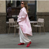 Solid Belted Maxi Trench Coats Women's Loose Full Sleeves Single-breasted Lace-up Windbreak Ladies Early Autumn Outwear
