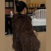 Brown Fluffy Faux Fur Jacket Women Lapel Long Sleeve Loose Warm Coat Winter Lady High Street Outerwear