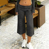 Women y2k Striped Low Rise Gaucho Pants Foldover Wide Leg Capris Palazzo Yoga Pants Flowy Cropped Culottes Lounge Bottoms