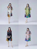 Printting Women's Pleated Dress Turn Down Collar Single Breasted Elastic Loose Long Sleeve Dresses 2DB8280