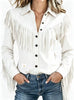 Women's Shirt Collar Tassel Jacket Coat Long Sleeve Western Retro Single-breasted Spring Autumn Short Coat Streetwear Outwear