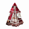 Christmas Year Kawaii Sweet Lace Ruffle Patchwork Puff Long Sleeve Lolita Dress for Women Red Princess Plaid Gown Party
