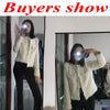 Korean Plaid Tweed Jacket Women White Round Neck Cropped Tassel Coat Autumn Single Breasted Office Lady Outwear
