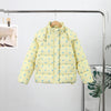 Cute Floral Printed Quilted Cotton Padded Jacket With Detachable Hooded Women Thick Oversized Coat Warm Winter Girl‘s Outerwear