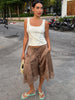 Lace Patchwork Satin Lace Up Shorts Women Sexy Hollow Out High Waist Drawstring Half Pants Wide Leg Trousers Chic Lady Partywear