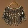 1920s Retro Leaf Beaded Sequin Flapper Shawl Loose Decoration Outerwear Short Cape Evening Party Ladies Cloak Shawl Black