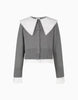 Japanese Style Sweet Black Short Knit Cardigan Women Slim Fit Fake Two-Piece Turn-Down Collar Knit Jacket Lady Sweater