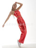 Red Women's Aurora Laser Gradual Change High Waist Straight Pants, Blue Thin Female Stretch Trousers
