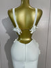 Women Sexy White Flowers V-Neck Tops Bodycon Long Dress Two Pieces Set Eveing Party Prom Gown Nightclub Celebrate Birthday Dress