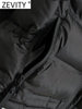 Zevity Women Stand Collar Long Sleeve Patchwork Quilted Cotton Jacket Coat Femme Outerwear Chic Zipper Short Tops CT5817