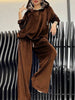 Solid Color Velvet Pants Sets Women Hoodie Pullover High Waist Drawstring Trousers Two Piece Set Female Autumn Winter