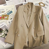Korean Solid Color Lady Top Outwear Spring Autumn Long Sleeves Female Blazer Jacket Double-breasted Women Suit Coat