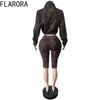 Leopard Print 2 Piece Sets Woman Lapel Full Sleeve Zip Crop Jackets And Skinny Shorts Hottie Street Suits