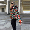 Women's Winter Jackets Printed Hooded Padded Jacket Street Female Stand Collar Long Sleeve Zipper Loose Coats Lady Outerwear