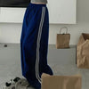 Harajuku Vintage Baggy Pants Women Striped Pocket Elastic High Waist Wide Leg Pant Casual High Street Sweatpant Trousers