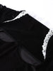 Velvet Lace Patchwork Dress Square Collar Waist Cinched Slim Fit Party Gown Robes Elegant Women Wrap Hip Fishtail Long Dresses