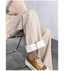 High Waist Autumn Winter Women Woolen Pants Elastic Waist Quality Trousers Straight Type Soft Warm Trousers