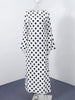 Casual Polka Dot Dress Women's Slim O-neck Full Sleeve High-Waisted Floor-Length Dresses Spring Autumn Robes