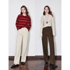 Women Casual Pants Autumn and Winter Mid Waist Workwear Style Straight Woolen Pants