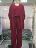 Pant Set Women Three Piece Sets Round Neck Full Sleeve Tops Mid Length Coats Wide Leg Long Pants High Waist Y2k Work
